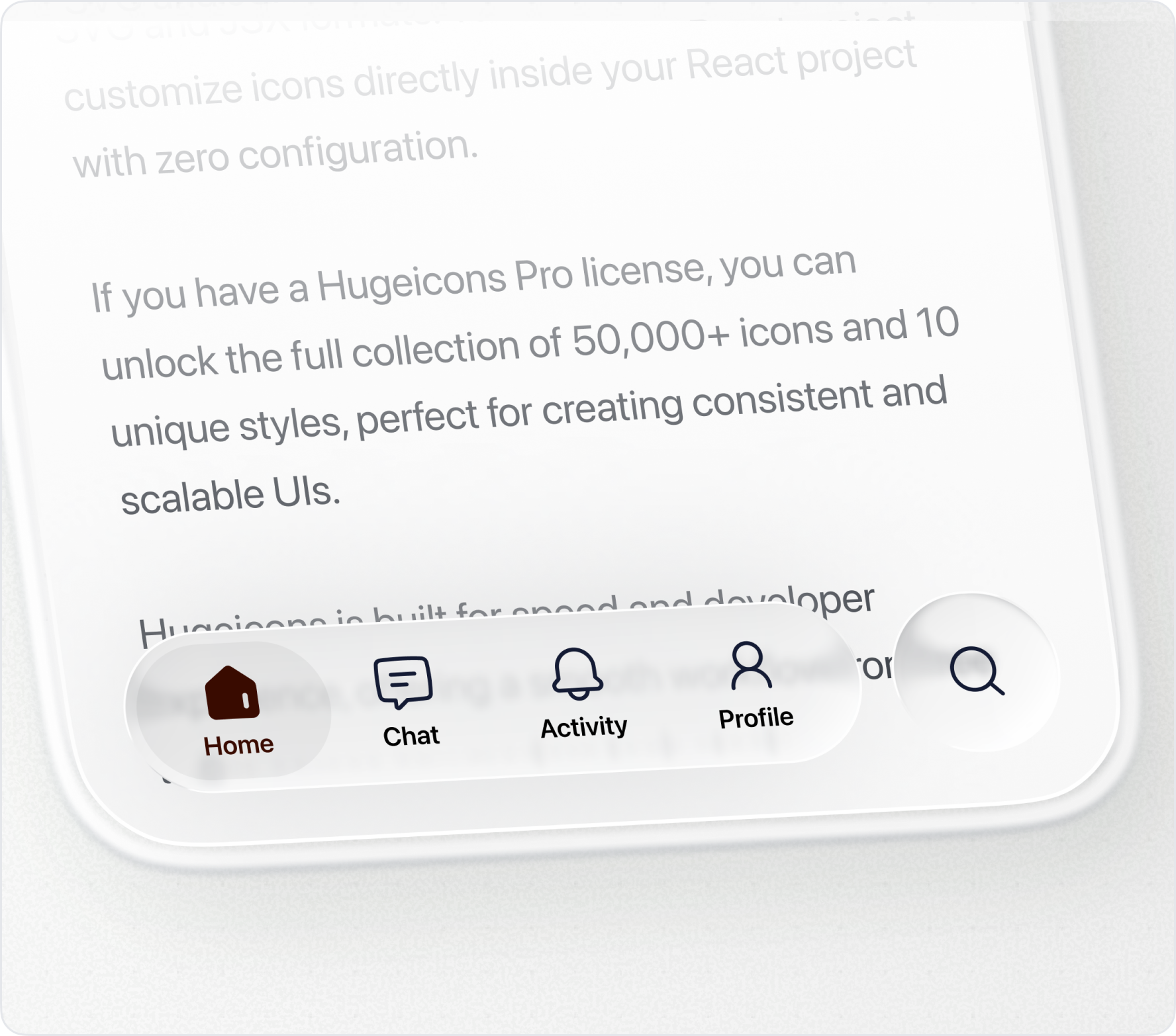 Website features section with Hugeicons